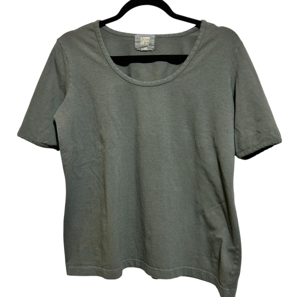 Blue Fish Clothing Women's Gray Cotton Lycra T Shirt Size 2 Casual Comfort